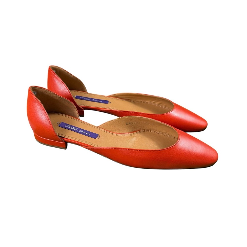 Ralph Lauren Purple Label Krissty Orange Kidskin Womens Flat Size 36.5B NIB